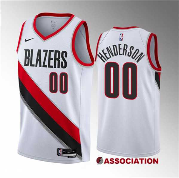 Men's Portland Trail Blazers #00 Scoot Henderson White 2023 Draft Association Edition Stitched Basketball Jersey Dzhi